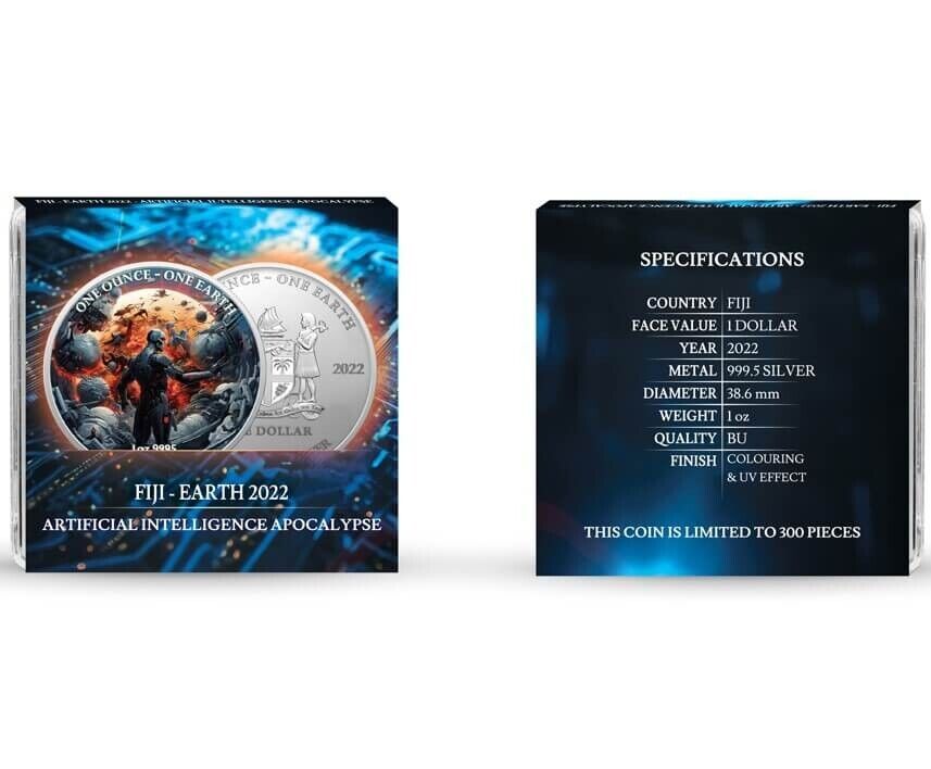 1 oz Silver Coin 2022 Fiji $1 Color Earth Artificial Intelligence Apocalypse-classypw.com-6