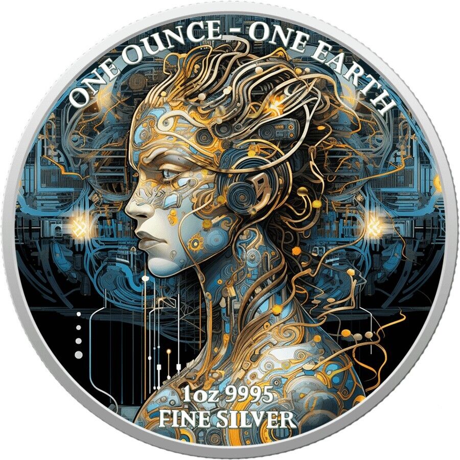 1 oz Silver Coin 2022 Fiji $1 Color Earth The Beauty of Artificial Intelligence-classypw.com-1