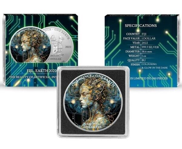 1 oz Silver Coin 2022 Fiji $1 Color Earth The Beauty of Artificial Intelligence-classypw.com-4