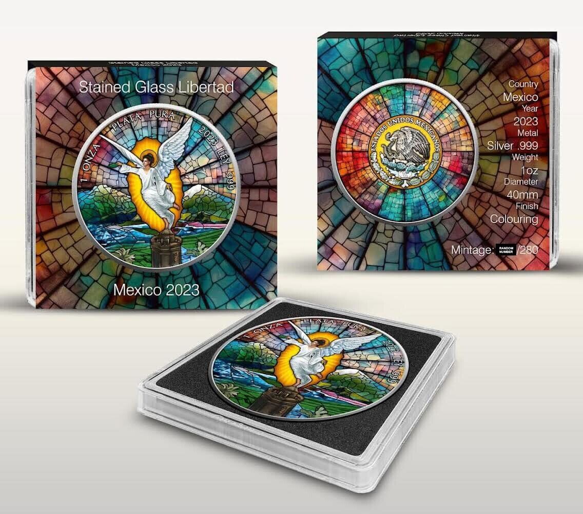1 oz Silver Coin 2023 Mexico Libertad Stained Glass Edition only 280 pieces Made
