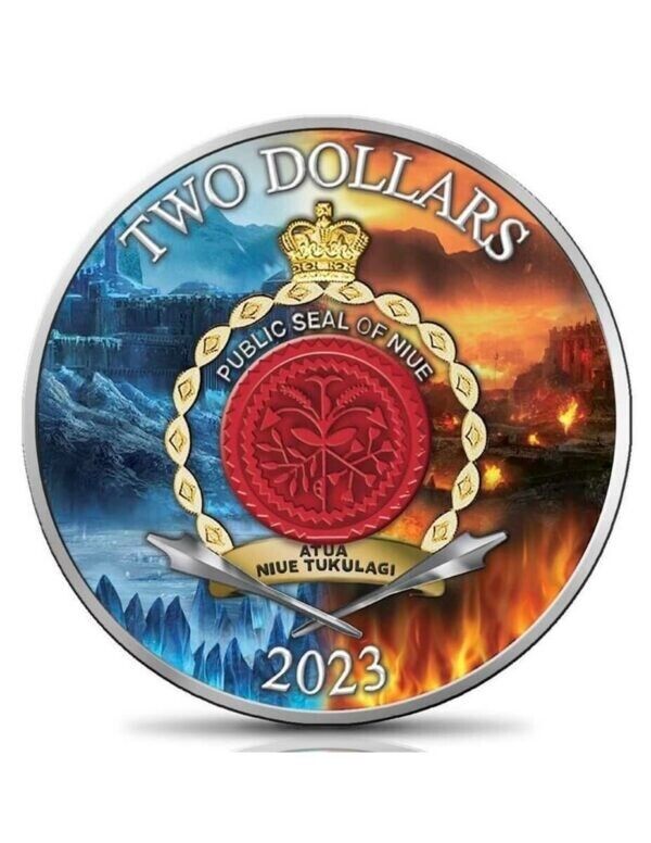 1 oz Silver Coin 2023 Niue $2 Colorized Sword Truth Sword of Ice &amp; Fire Edition-classypw.com-2