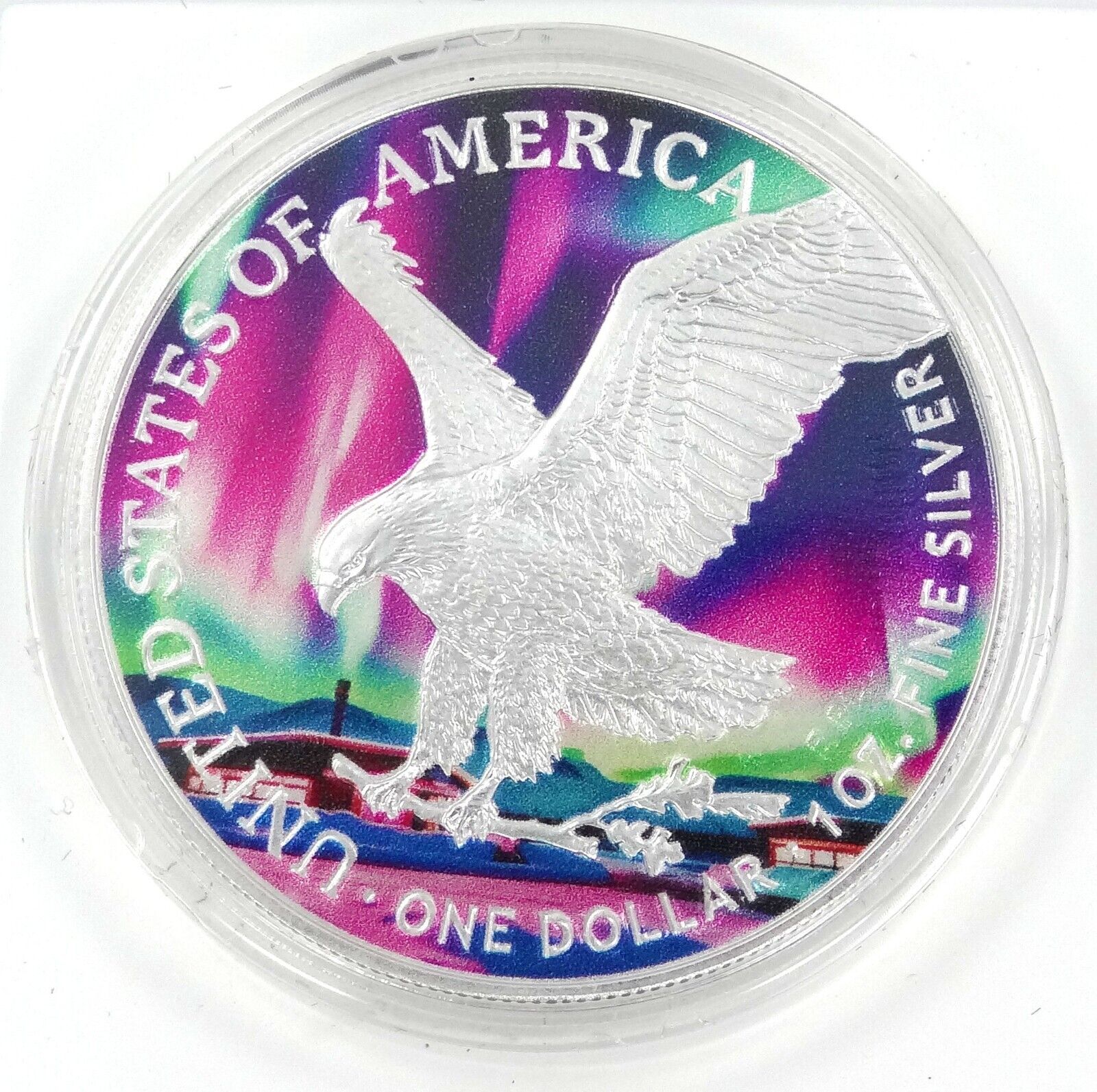 1 oz Silver Coin 2024 American Eagle Northern Lights in Capsule Number 253/300