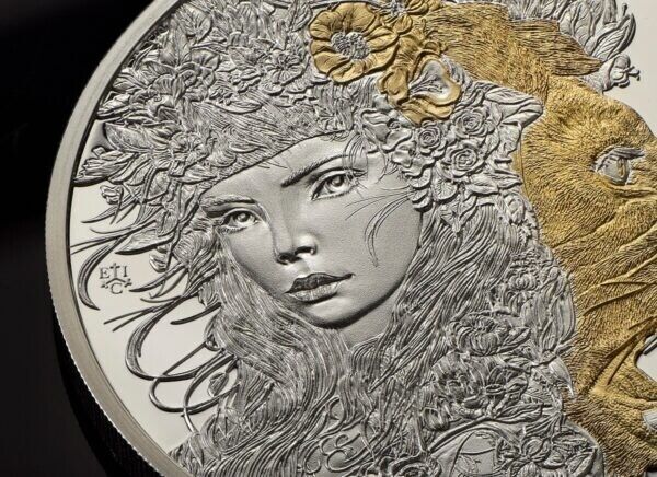 1 oz Silver Coin 2024 St. Helena £1 Una &amp; The Lion Silver w/ Gold Gilded Proof-classypw.com-5