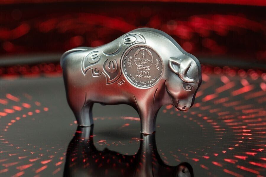 1 oz Silver Coin Mongolia 2021 1000 Togrog Year of the Ox - Mighty Silver Ox