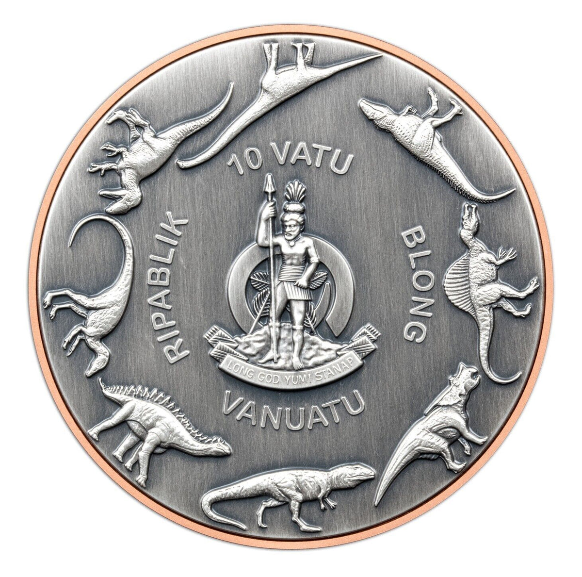 10g Silver Coin &amp; 145g Copper 2024 Vanuatu Pteranodon Double Giant HR Dinosaur-classypw.com-2