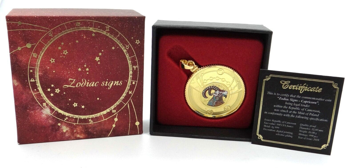 10g Silver Coin 2018 Cameroon 500 CFA Zodiac Signs Capricorn Pendant Charm Coin-classypw.com-1