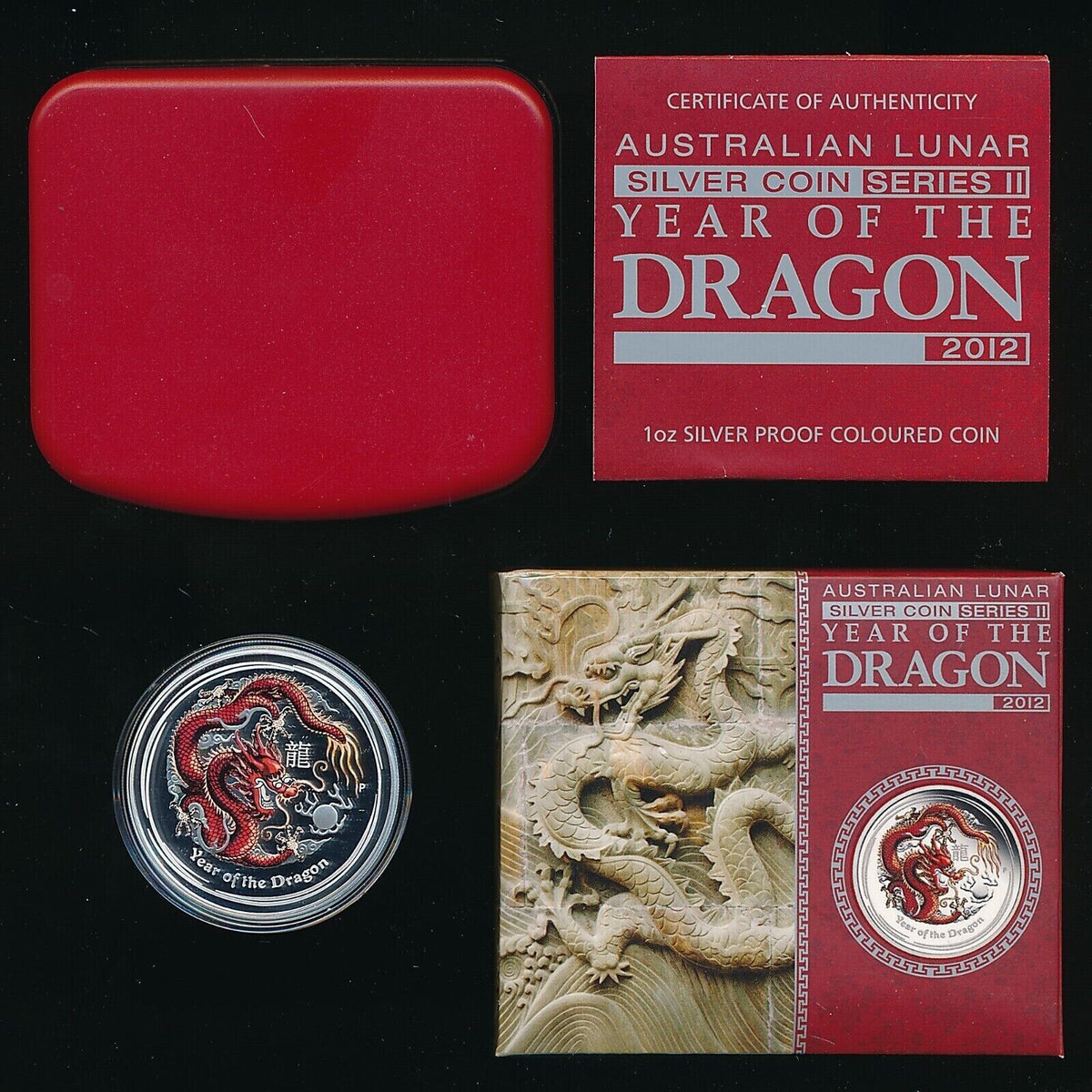 1/2 Oz Silver Coin 2012 $0.50 Australian Lunar Series Year of The Dragon Color-classypw.com-1