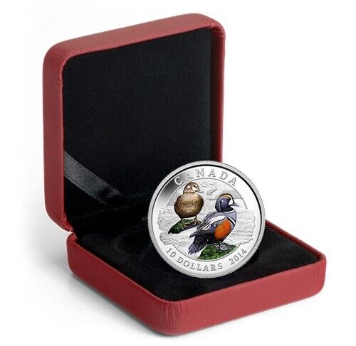 1/2 Oz Silver Coin 2014 $10 Canada Color Proof RCM Harlequin Duck-classypw.com-3