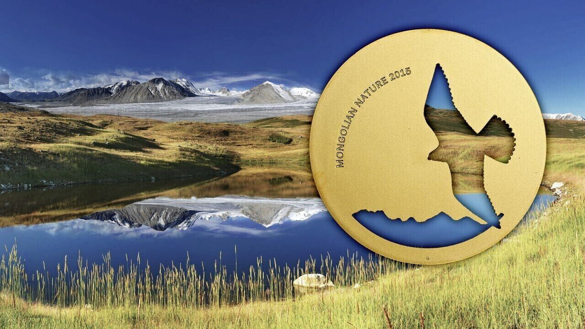 1/2 Oz Silver Coin 2015 Mongolia 500 Togrog Mongolian Nature Falcon Gilded-classypw.com-5