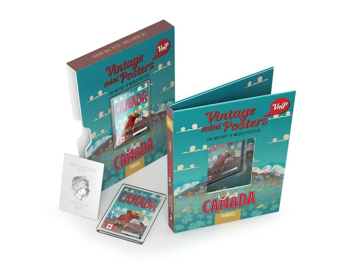 1/2 Oz Silver Coin 2015 Niue $1 Vintage Mini Posters Visit Canada only 1000 Made-classypw.com-1