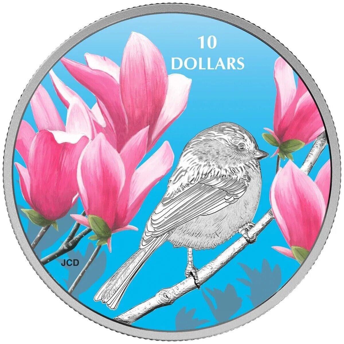 1/2 Oz Silver Coin 2017 $10 Canada Birds Among Nature's Colors Chickadee