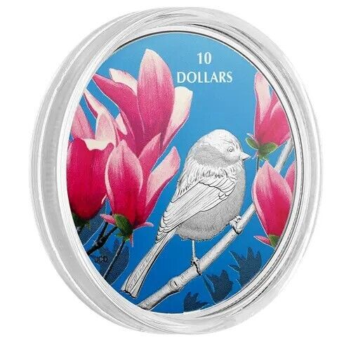 1/2 Oz Silver Coin 2017 $10 Canada Birds Among Nature's Colors Chickadee