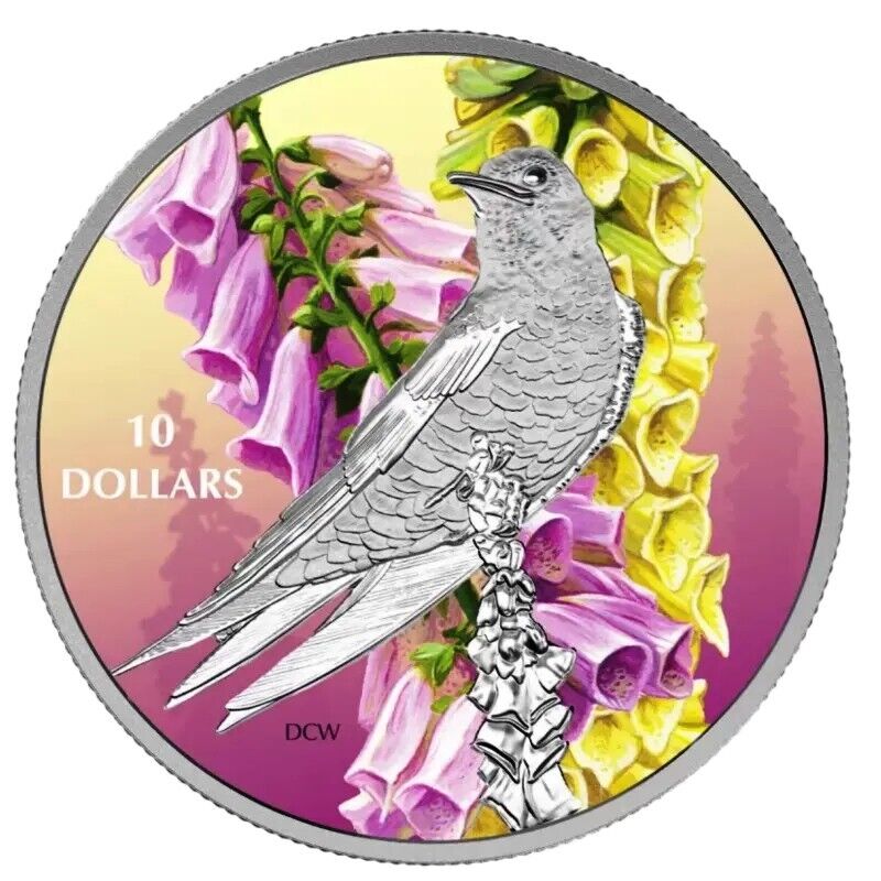 1/2 Oz Silver Coin 2017 $10 Canada Birds Among Nature's Colors Purple Marin