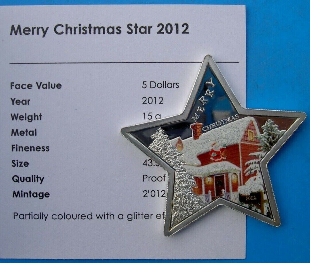 15g Silver Coin 2012 $5 Samoa Proof Coin - Merry Christmas Star Color Glitter-classypw.com-3