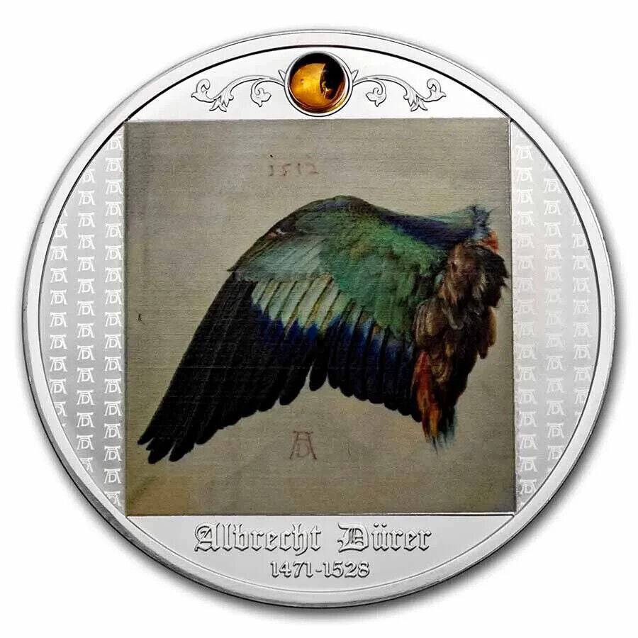 17.50g Silver Coin 2021 Cameroon Albrecht Durer: Wing Of A European Roller-classypw.com-1