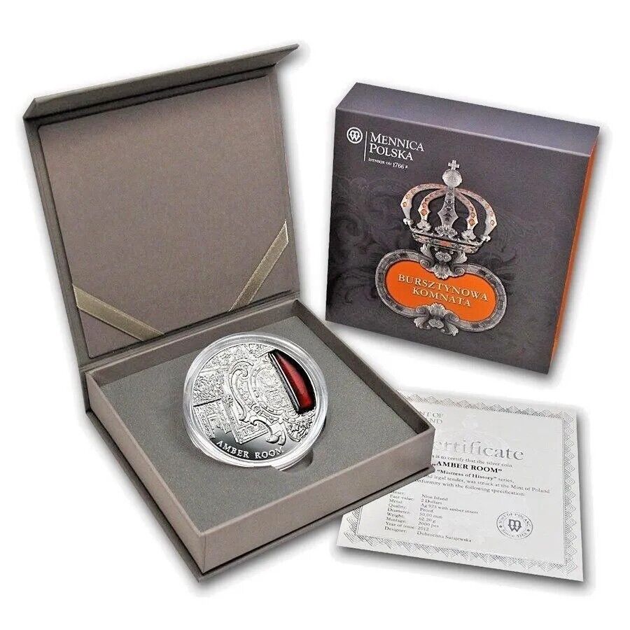 2 Oz Silver Coin 2012 Proof Mistress of History Amber Room with Amber Insert-classypw.com-4
