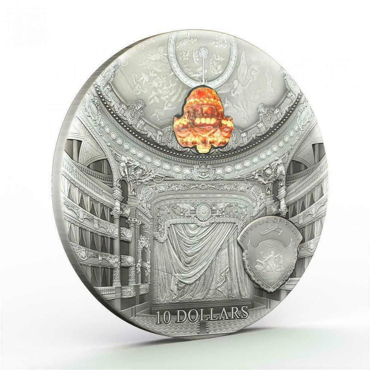 2 Oz Silver Coin 2014 $10 Palau Famous Opera Crystal Series Paris Palais Garnier-classypw.com-4