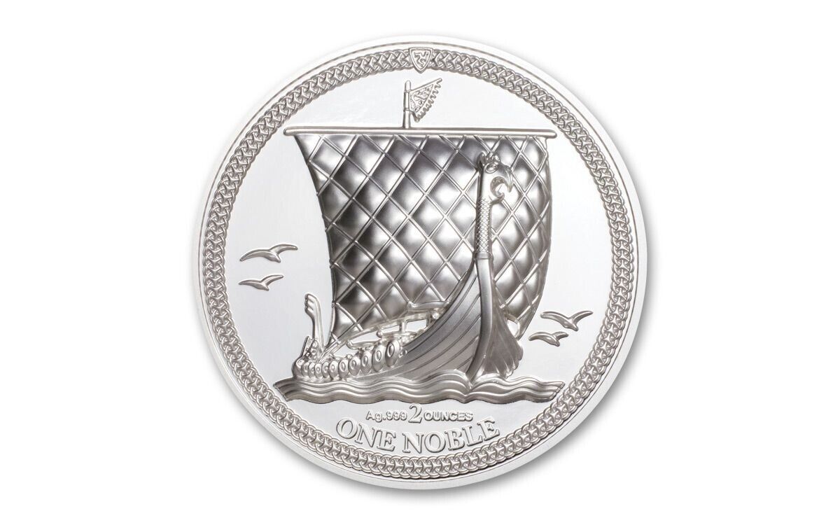 2 Oz Silver Coin 2020 Isle of Man One Noble Piedfort High Relief Proof with Box-classypw.com-3