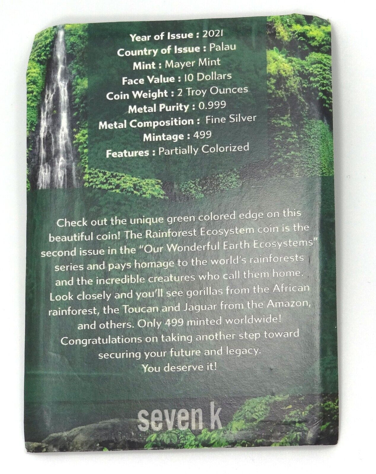 2 Oz Silver Coin 2021 Palau $10 Our Rainforest Ecosystems PF 69 Ultra Cameo-classypw.com-4