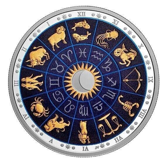 2 Oz Silver Coin 2022 $30 Canada Signs of the Zodiac with UV Black Light OGP-classypw.com-1