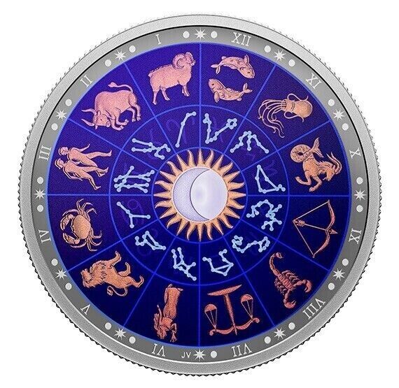 2 Oz Silver Coin 2022 $30 Canada Signs of the Zodiac with UV Black Light OGP-classypw.com-3