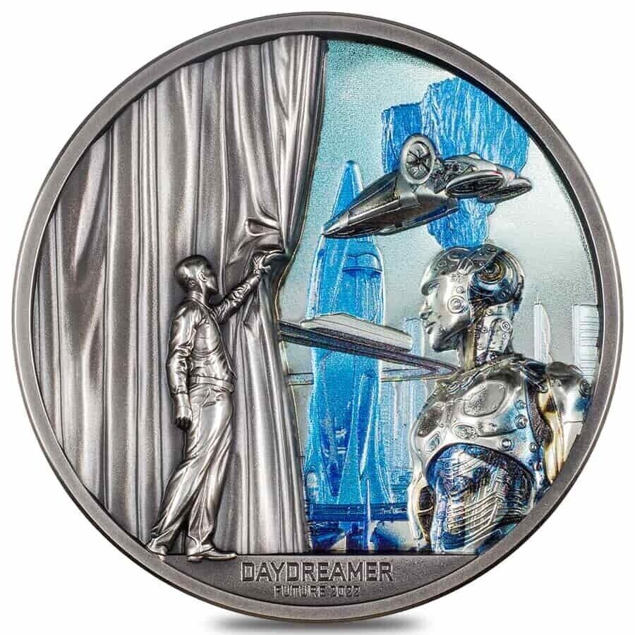 2 Oz Silver Coin 2022 Palau $10 Daydreamer - Future Antiqued High Relief-classypw.com-1