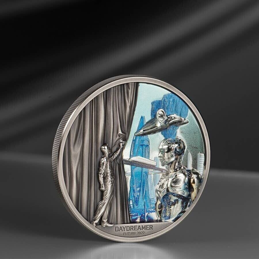 2 Oz Silver Coin 2022 Palau $10 Daydreamer - Future Antiqued High Relief-classypw.com-1