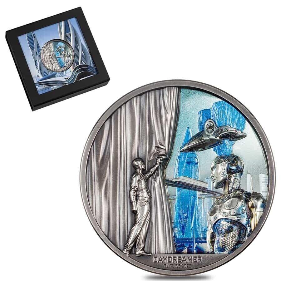 2 Oz Silver Coin 2022 Palau $10 Daydreamer - Future Antiqued High Relief-classypw.com-5