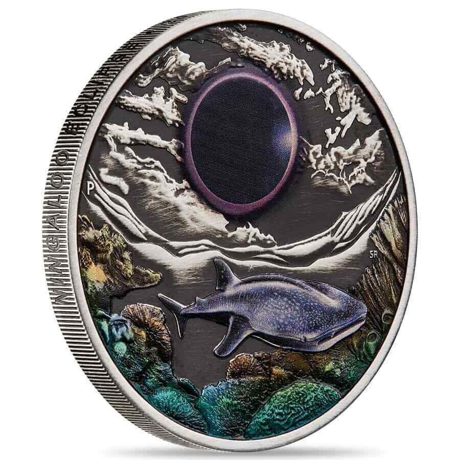 2 Oz Silver Coin 2023 Australia Ningaloo Eclipse Moon Whale Colorized Coin-classypw.com-3