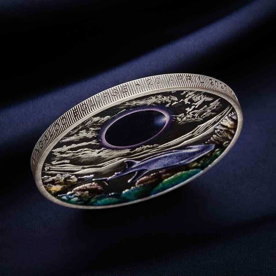 2 Oz Silver Coin 2023 Australia Ningaloo Eclipse Moon Whale Colorized Coin-classypw.com-4