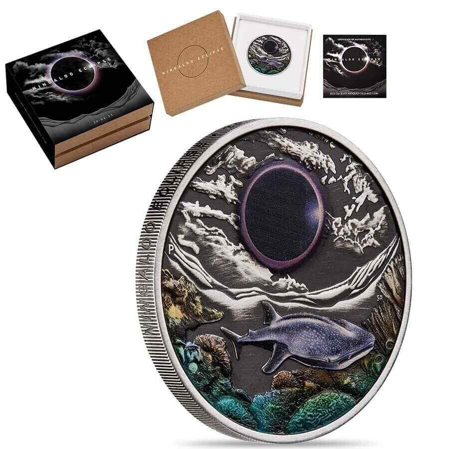 2 Oz Silver Coin 2023 Australia Ningaloo Eclipse Moon Whale Colorized Coin-classypw.com-6
