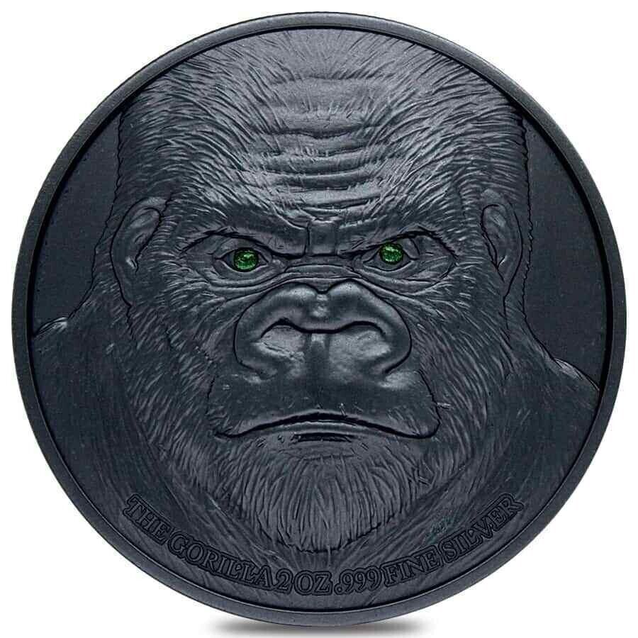 2 Oz Silver Coin 2023 Chad 10000 Francs CFA Black Gorilla High Relief Coin