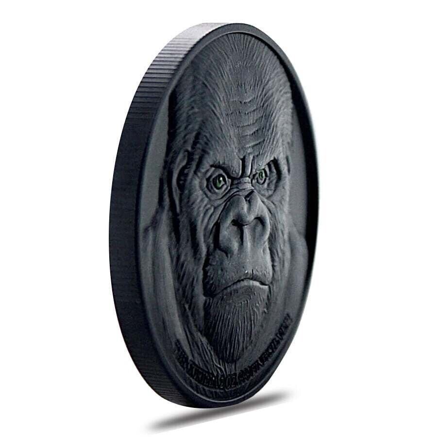 2 Oz Silver Coin 2023 Chad 10000 Francs CFA Black Gorilla High Relief Coin
