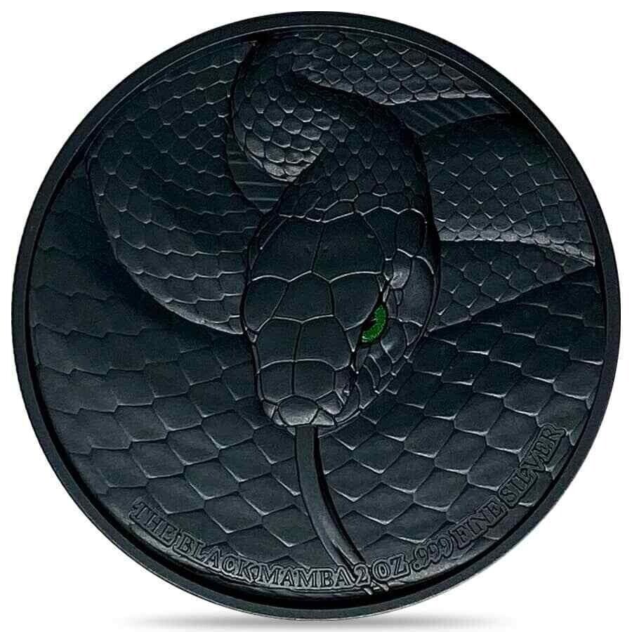 2 Oz Silver Coin 2023 Chad 10000 Francs CFA Black Mamba High Relief Coin