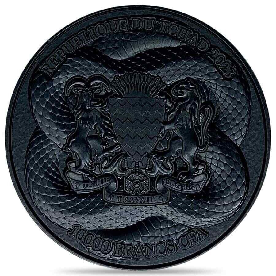 2 Oz Silver Coin 2023 Chad 10000 Francs CFA Black Mamba High Relief Coin