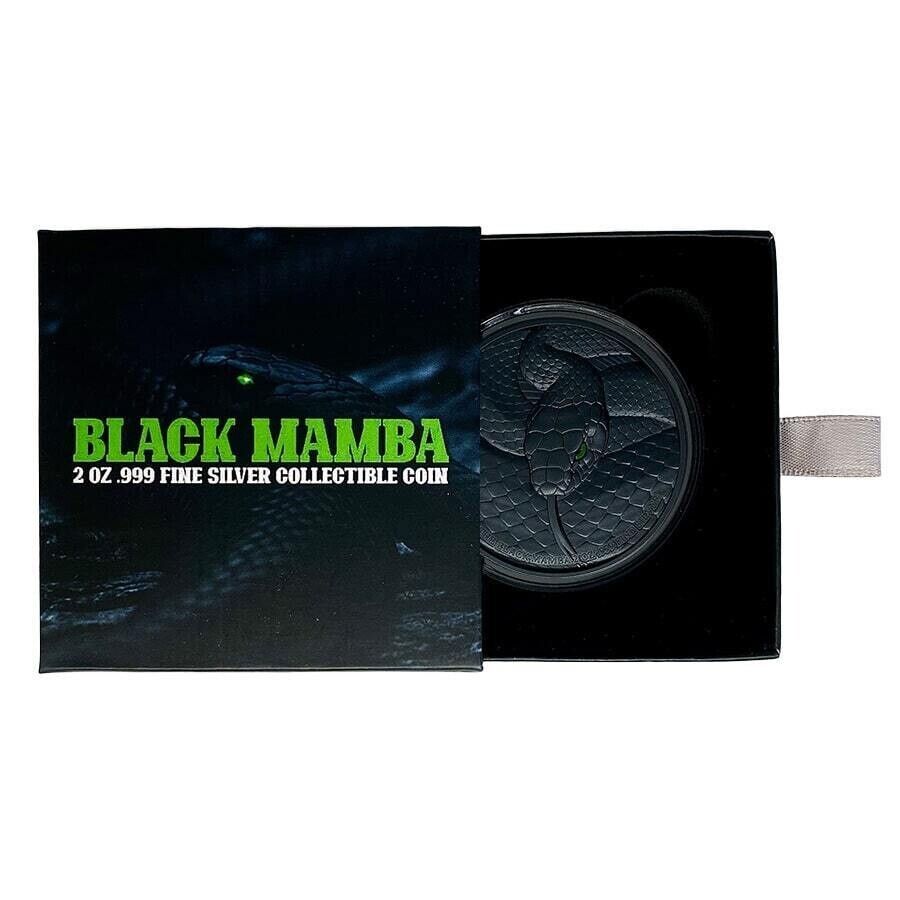 2 Oz Silver Coin 2023 Chad 10000 Francs CFA Black Mamba High Relief Coin