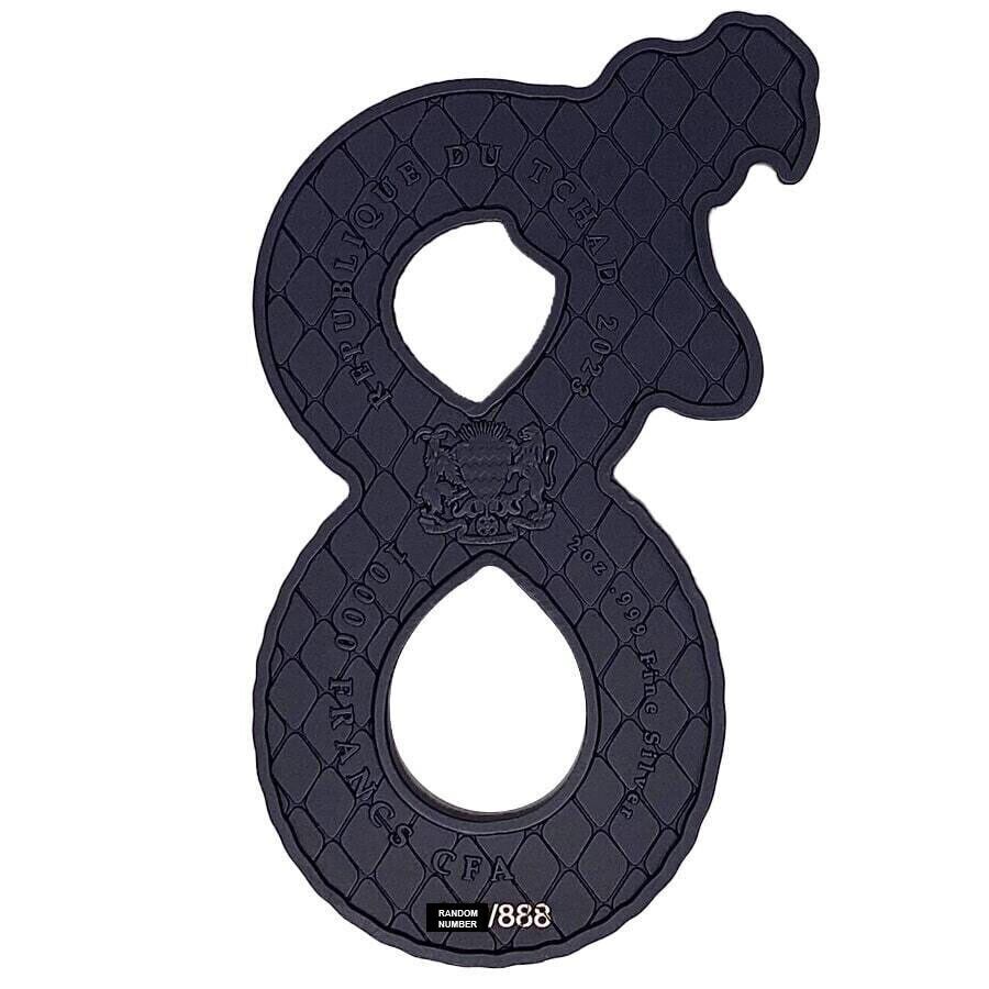 2 Oz Silver Coin 2023 Chad 5000 Francs CFA Black Mamba Figure Eight Snake Shaped