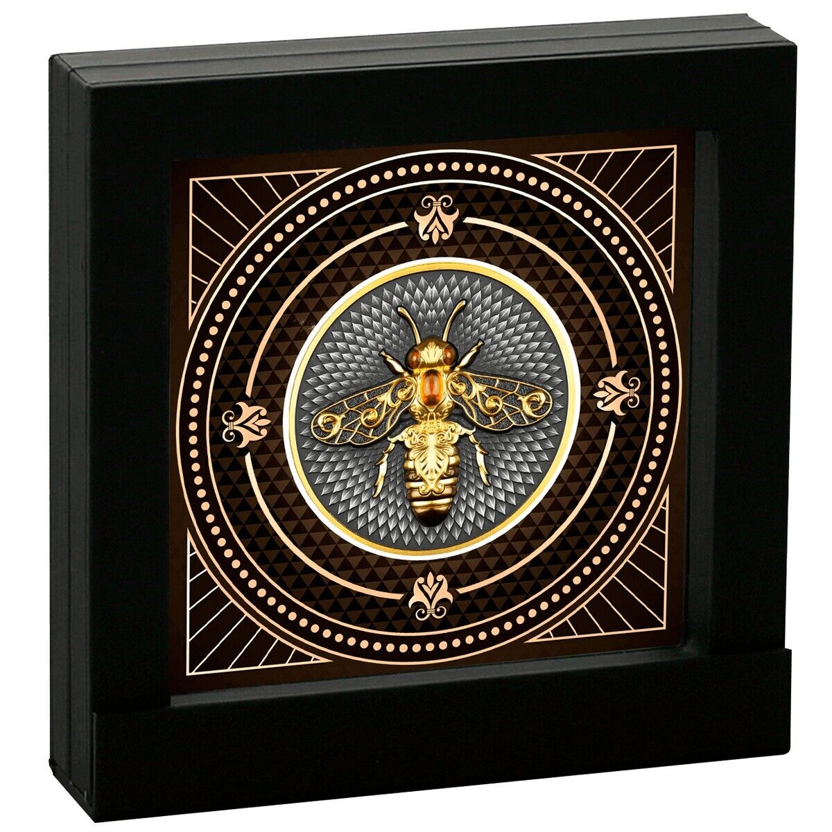 2 Oz Silver Coin 2023 Niue $5 Digitally Printed with Amber Insert Nature Bee-classypw.com-3