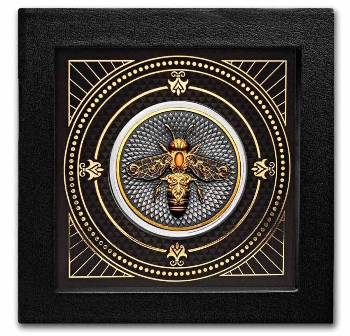 2 Oz Silver Coin 2023 Niue $5 Digitally Printed with Amber Insert Nature Bee-classypw.com-4