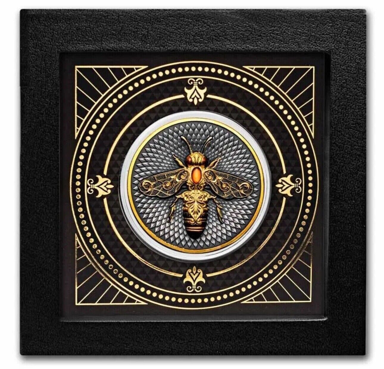 2 Oz Silver Coin 2023 Niue $5 Digitally Printed with Amber Insert Nature Bee-classypw.com-4
