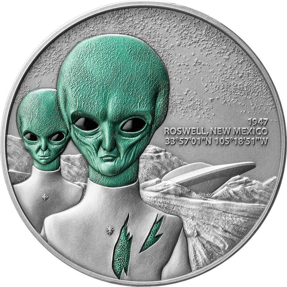 2 Oz Silver Coin 2024 Cameroon Interstellar Phenomena Roswell UFO Incident Alien-classypw.com-1