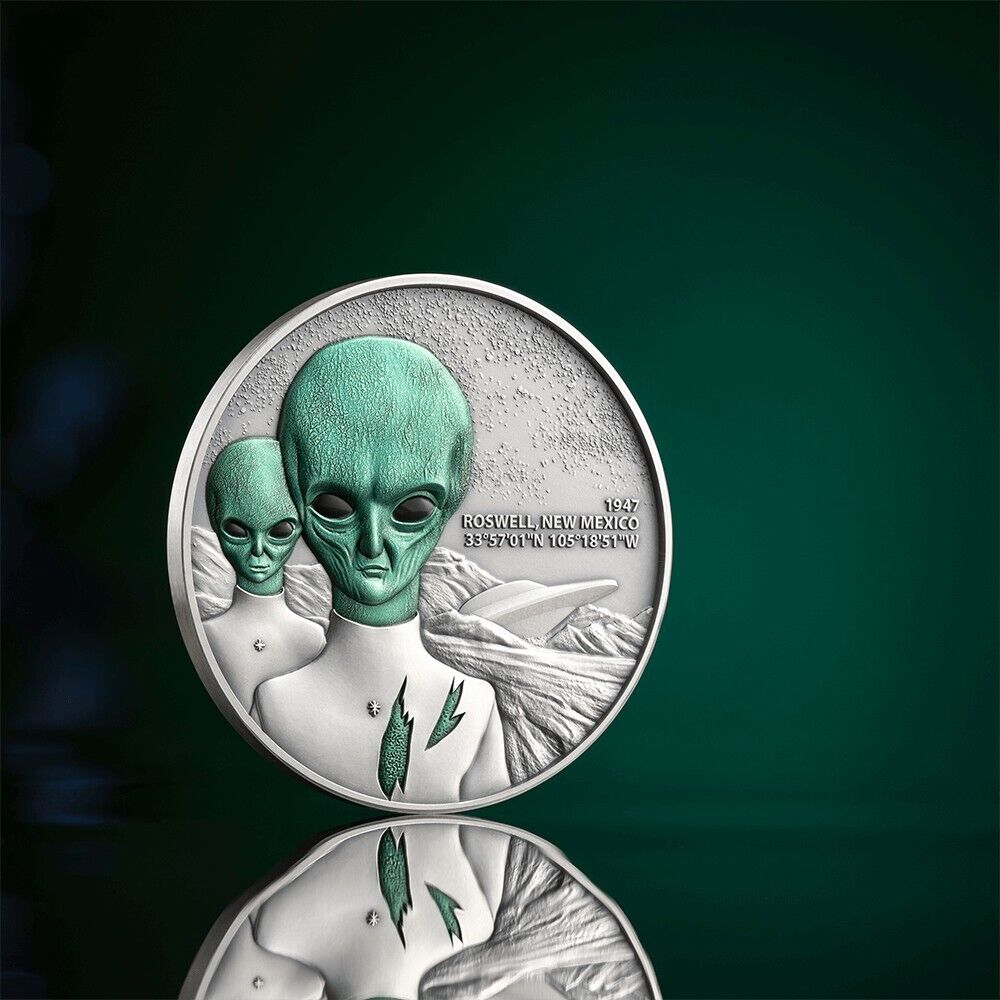 2 Oz Silver Coin 2024 Cameroon Interstellar Phenomena Roswell UFO Incident Alien-classypw.com-3