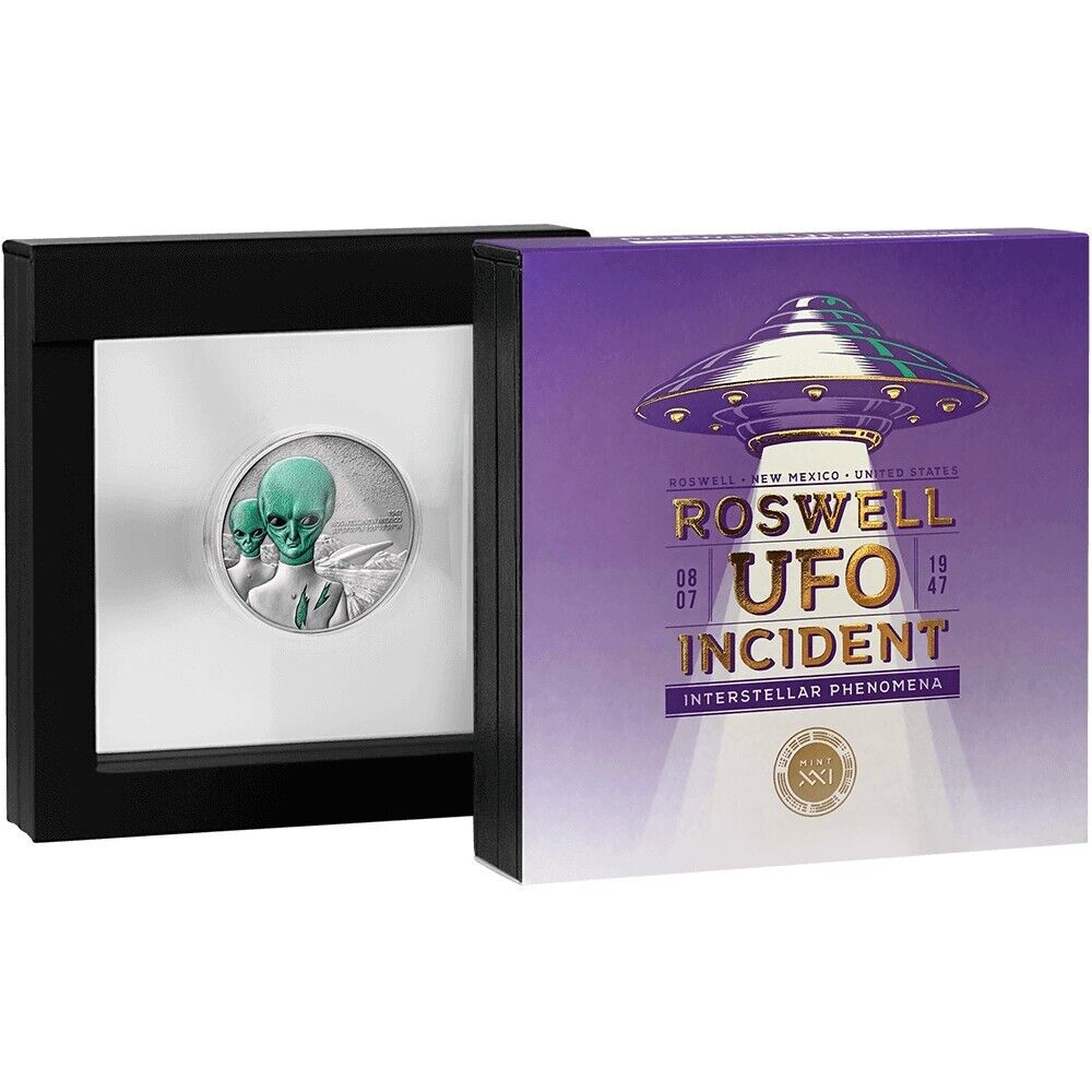 2 Oz Silver Coin 2024 Cameroon Interstellar Phenomena Roswell UFO Incident Alien-classypw.com-7