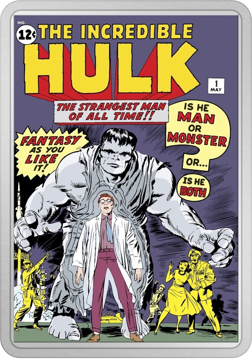 2 Oz Silver Coin 2024 Niue $5 Marvel Comix The Incredible Hulk #1 Colorized