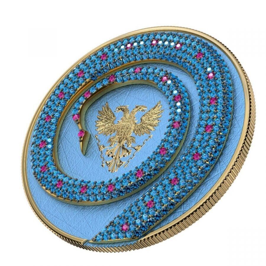 2 X 1 Oz Silver Coin 2020 5 Mark Fafnir Set - Pink Blue Crystals-classypw.com-11