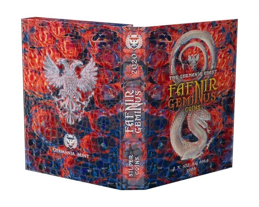 2 X 1 Oz Silver Coin 2020 5 Mark Fafnir Set - Pink Blue Crystals-classypw.com-13