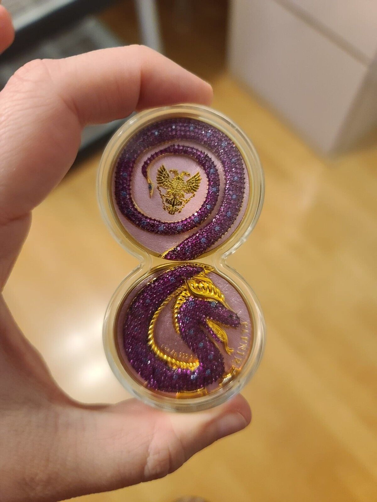 2 X 1 Oz Silver Coin 2020 5 Mark Fafnir Set - Pink Blue Crystals-classypw.com-16