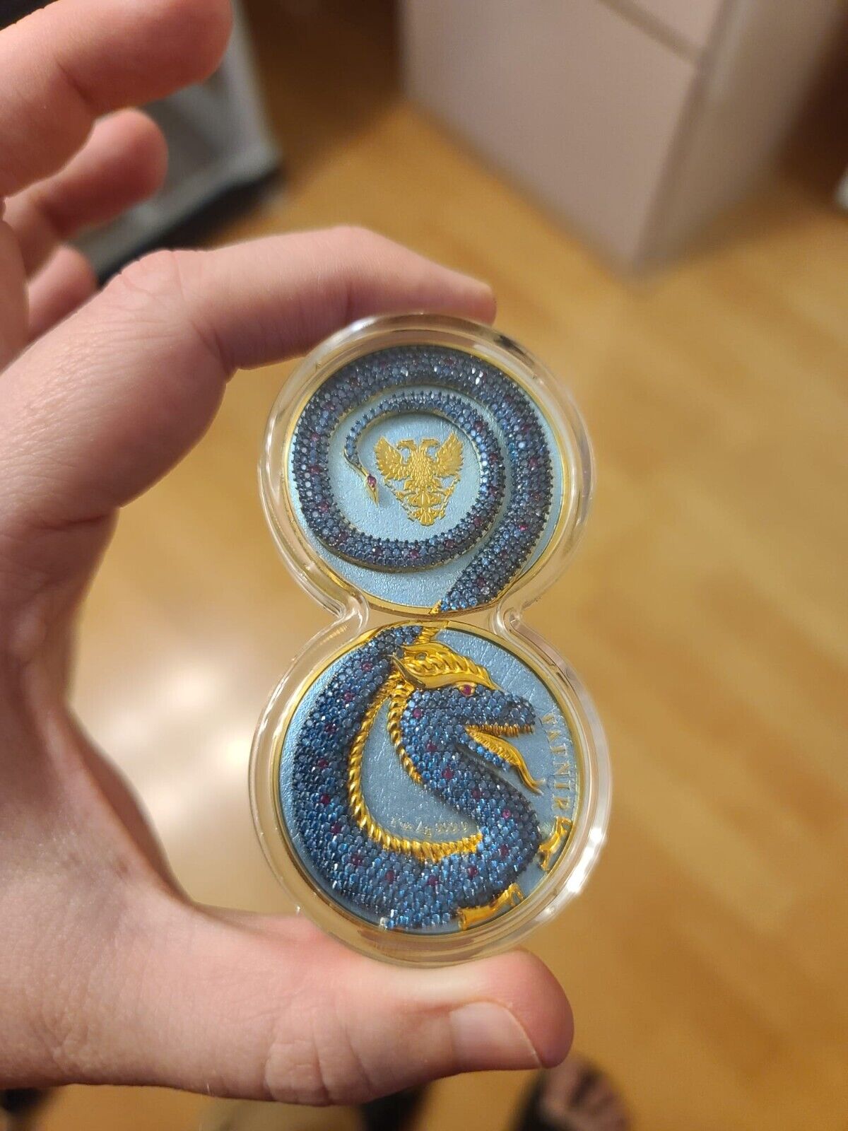 2 X 1 Oz Silver Coin 2020 5 Mark Fafnir Set - Pink Blue Crystals-classypw.com-17