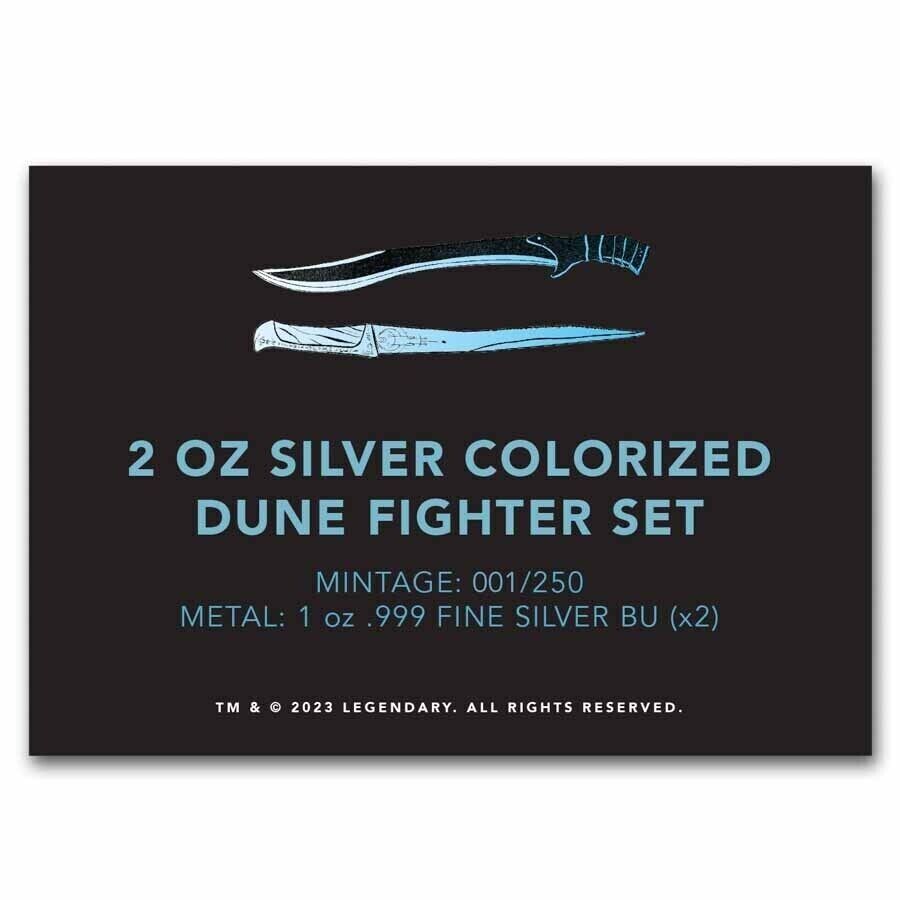 2 X 1 Oz Silver Coin 2044 DUNE 2 2-Coin Colorized Paul/Feyd Fighter Set COA #1