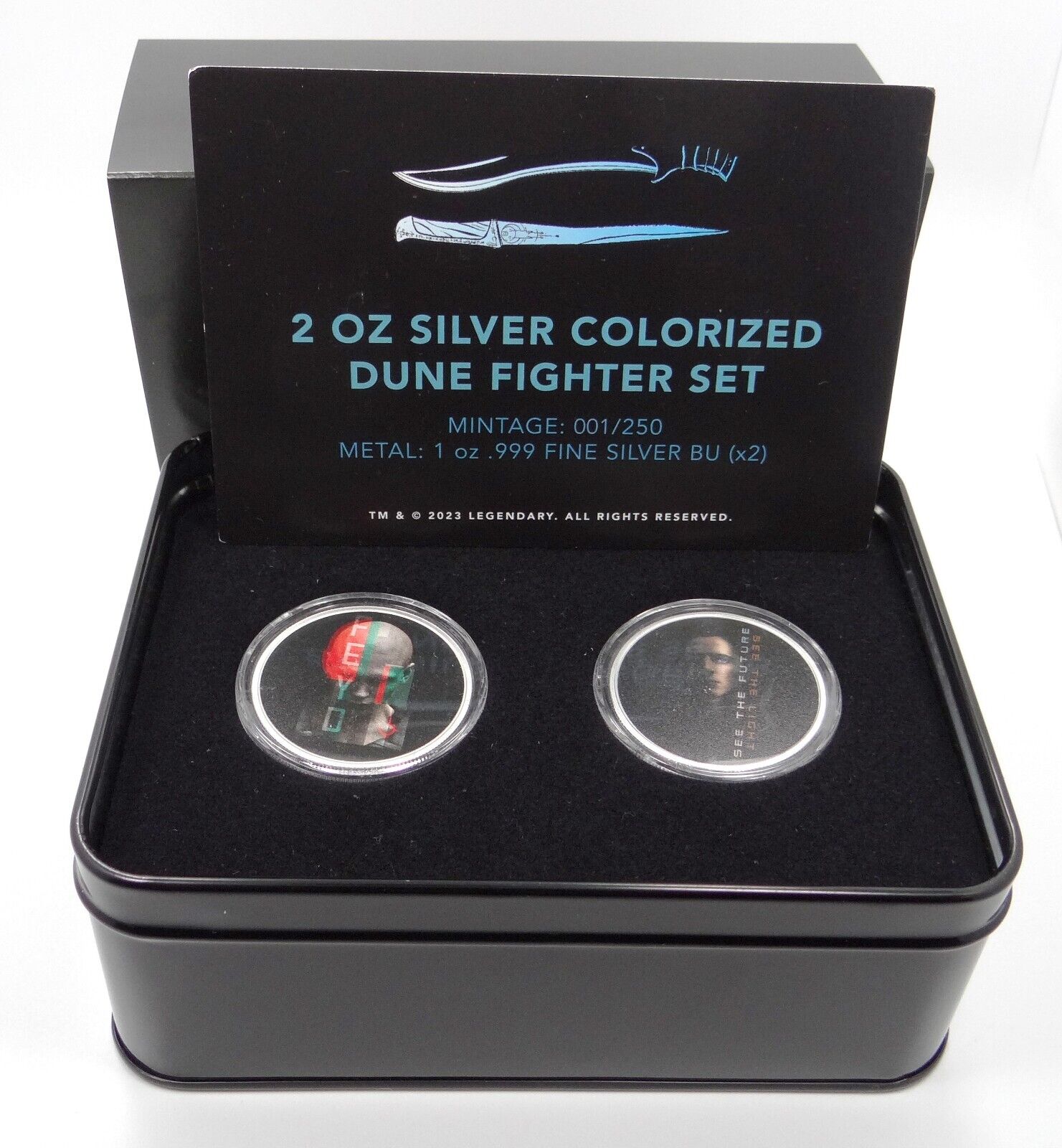 2 X 1 Oz Silver Coin 2044 DUNE 2 2-Coin Colorized Paul/Feyd Fighter Set COA #1